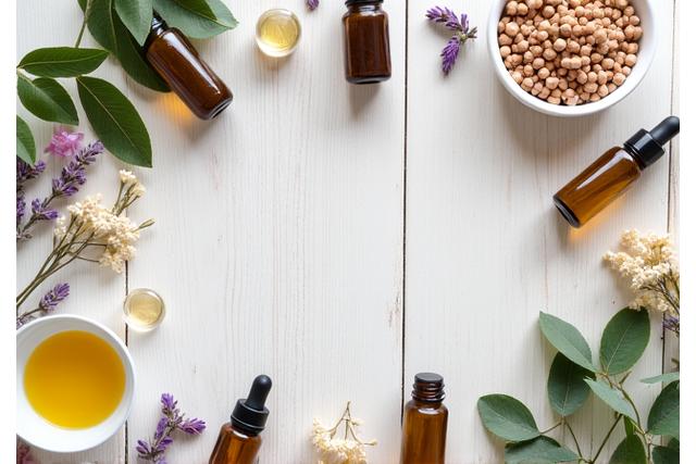 Ингредиенты для натуральной косметики на столе